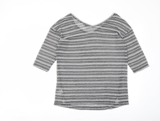 NEXT Womens Black V-Neck Polyester Pullover Jumper Size 14