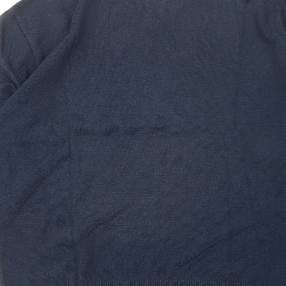 Oscar Jacobson Mens Blue V-Neck Argyle/Diamond Cotton Pullover Jumper Size XL Long Sleeve