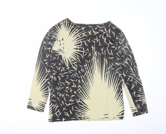 Just Elegance Womens Black Round Neck Geometric Viscose Pullover Jumper Size L