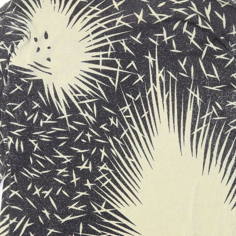 Just Elegance Womens Black Round Neck Geometric Viscose Pullover Jumper Size L