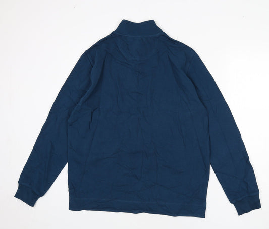 Mens UK Size M Marks and Spencer Blue Henley Sweatshirt
