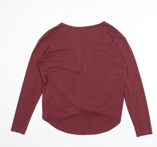 Light Before Dark Womens Red Modal Basic T-Shirt Size M V-Neck - Plunging Neckline