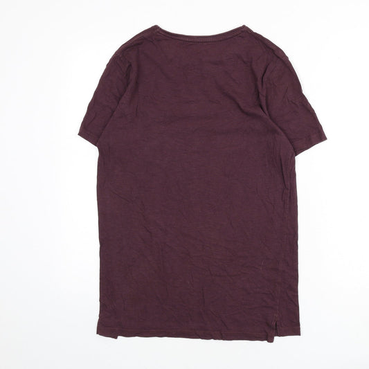 River Island Mens Red Polyester T-Shirt Size XS Round Neck