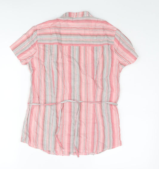 Womens UK Size 10 Casual Club Pink Basic Button-Up
