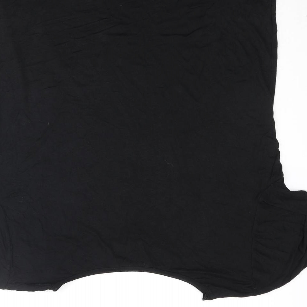 Capture Womens Black Viscose Basic T-Shirt Size M Round Neck - Fast Food Front Print