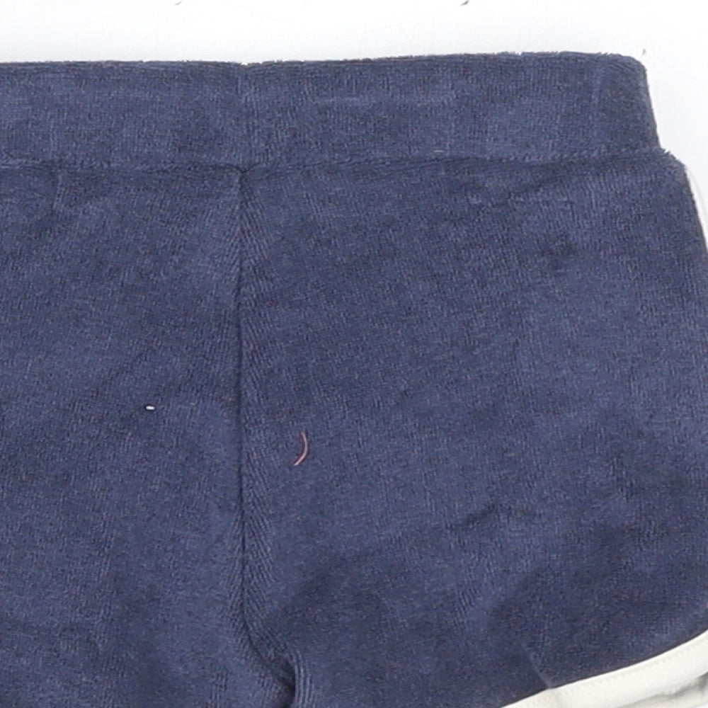 Marks and Spencer Boys Blue Cotton Cropped Trousers Size 3-6 Months Drawstring - Harry Potter, Inside Leg 2in