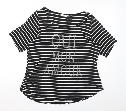 Womens UK Size 16 BHS Black Basic T-Shirt