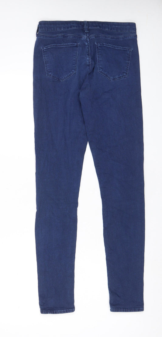 Topshop Womens Blue Cotton Skinny Jeans Size 28 in L34 in Regular Zip - Pockets