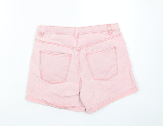 VERO MODA Womens Pink Cotton Boyfriend Shorts Size M L3 in Regular Zip - Pockets