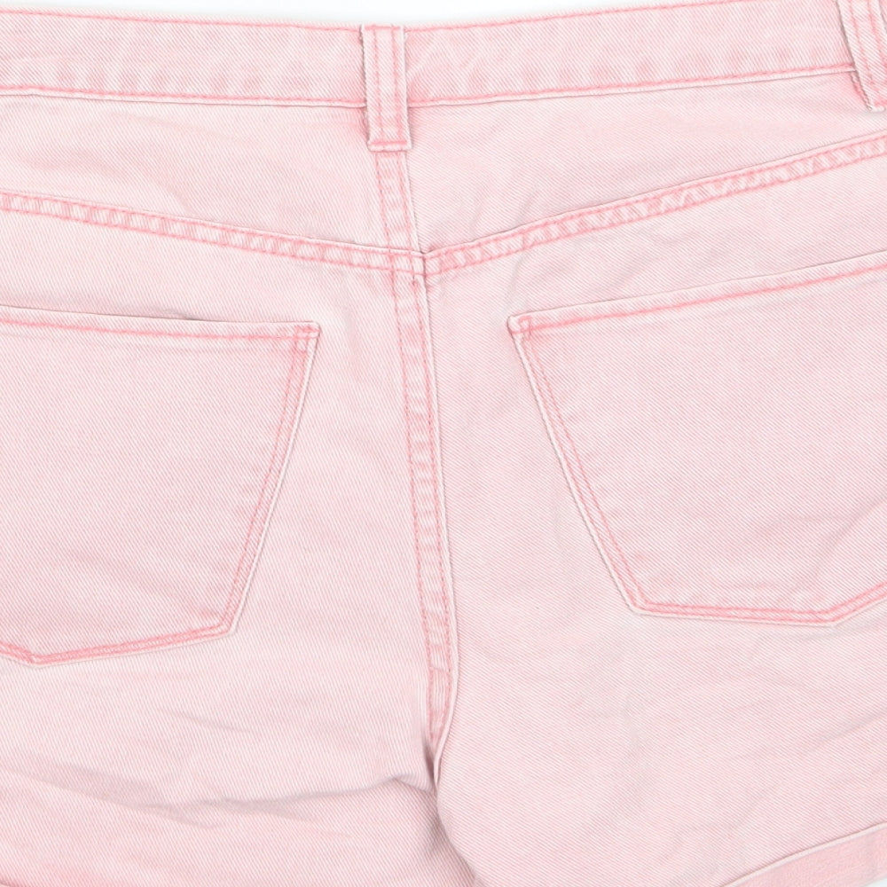 VERO MODA Womens Pink Cotton Boyfriend Shorts Size M L3 in Regular Zip - Pockets