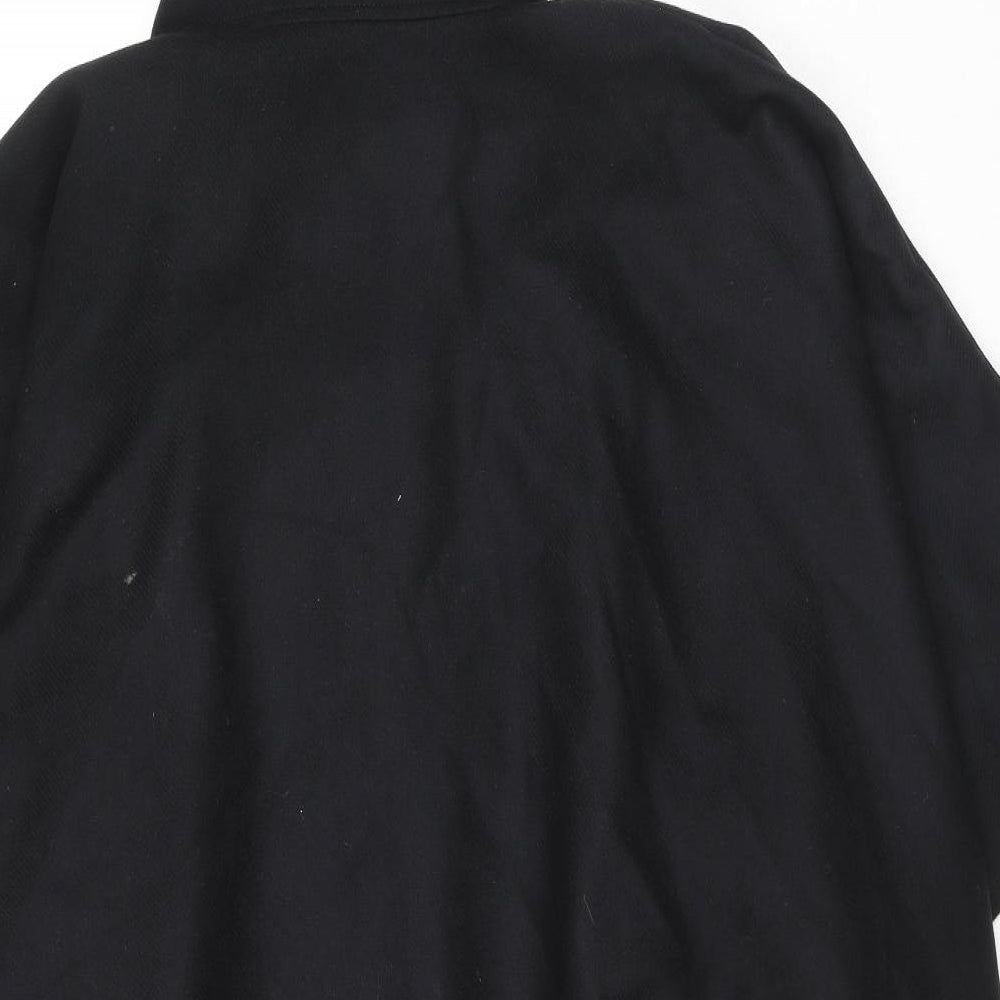 Zara Mens Black Pea Coat Poncho Size M Snap - Pit to Pit - 52''