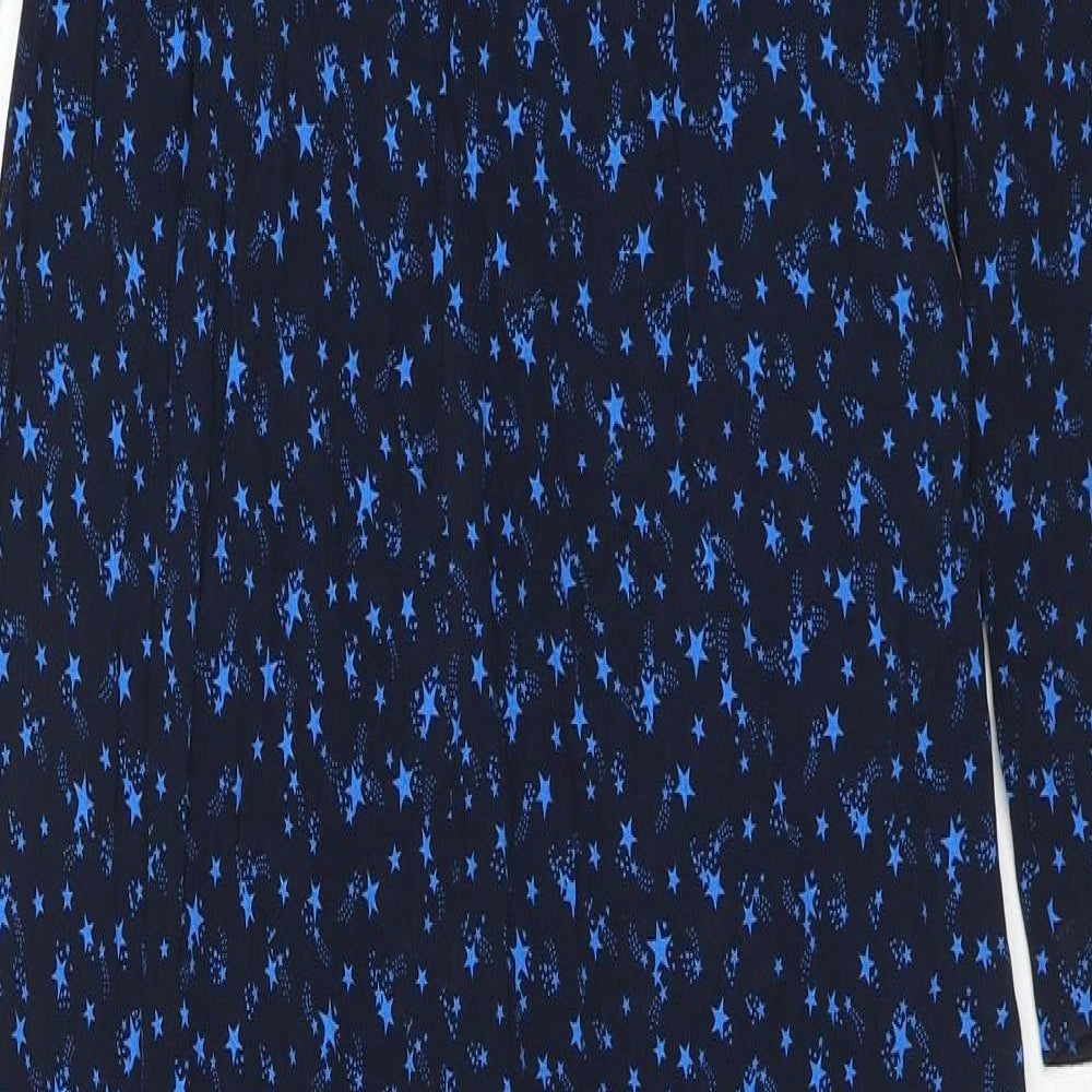 Marks and Spencer Womens Blue Geometric Viscose Jumpsuit One-Piece Size 8 L26 in Pullover