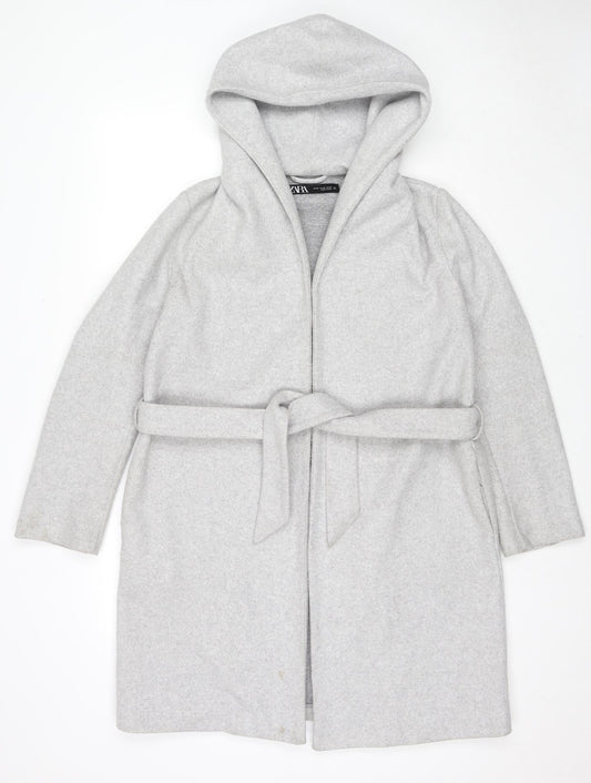 Zara Womens Grey Kimono Coat Size XS Tie