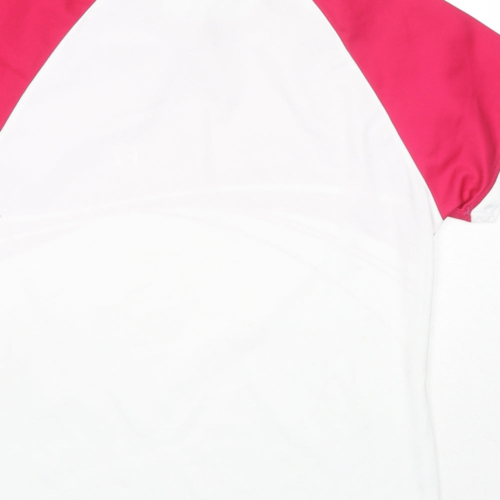 Forza Womens White Colourblock Polyester Basic T-Shirt Size L Round Neck Pullover