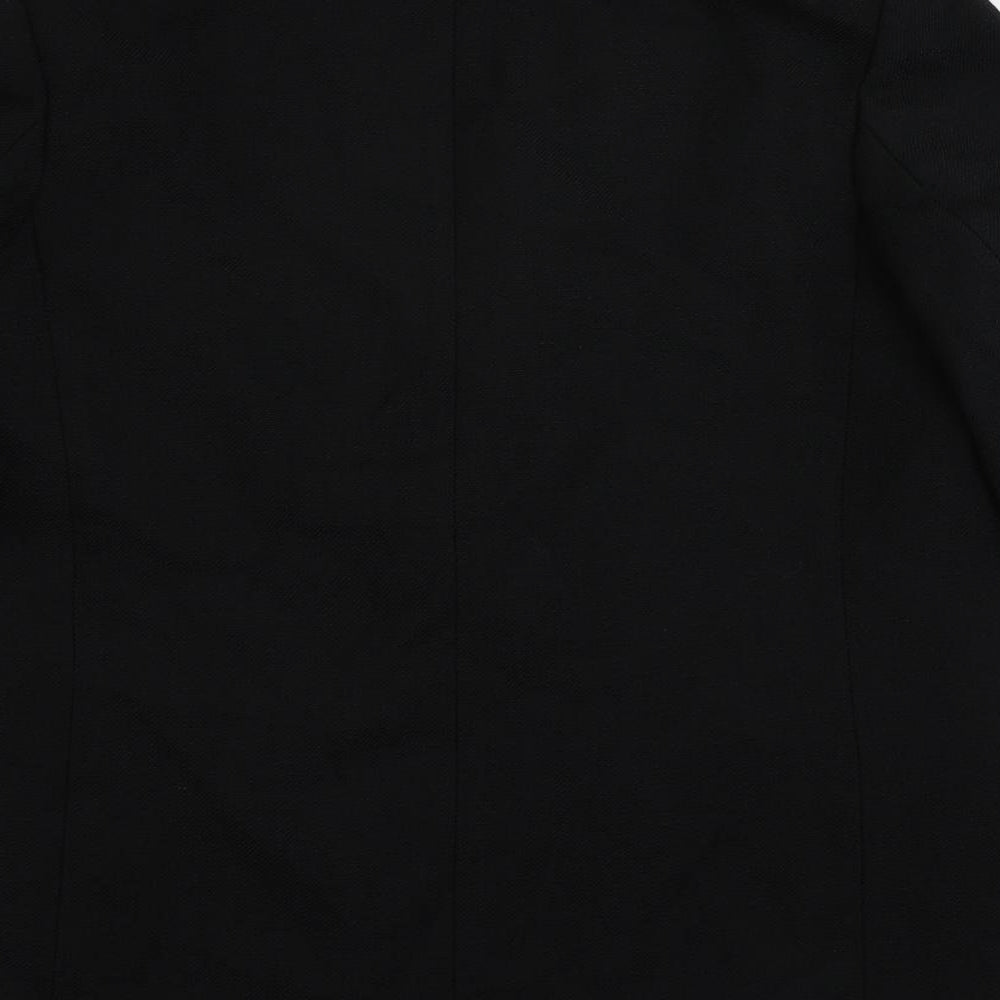 Brand and care label for H7m women’s black jacket blazer, size XS, button