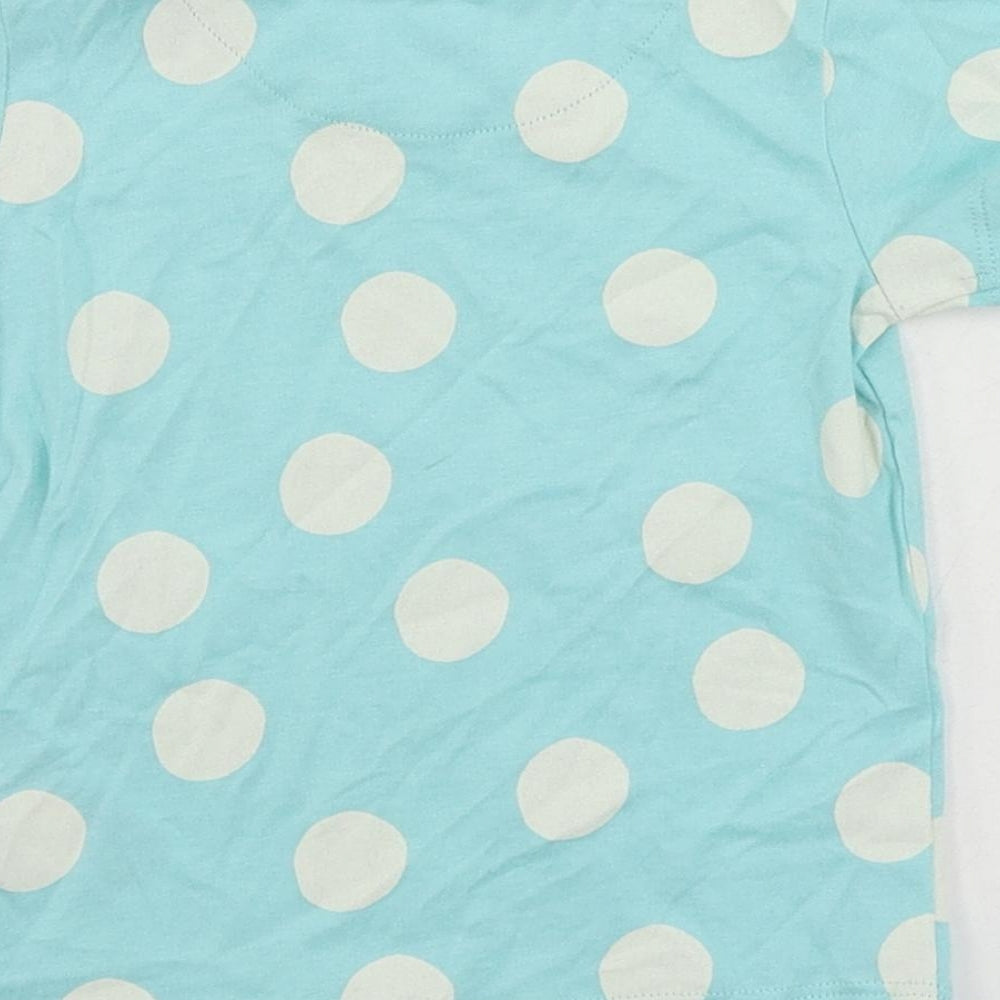 Marks and Spencer Baby Blue Polka Dot Cotton Pullover T-Shirt Size 3-6 Months Crew Neck Snap