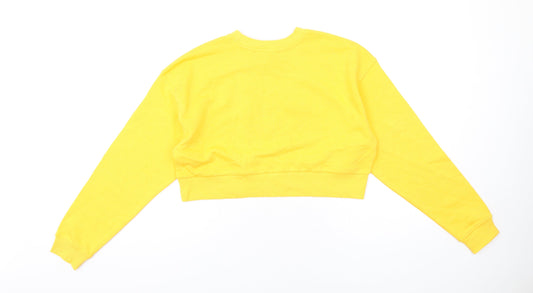 Bershka Womens Yellow Cotton Pullover Sweatshirt Size XS Pullover