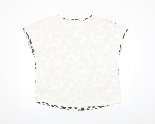 Marks and Spencer Womens White Polka Dot Viscose Basic Blouse Size 18 Round Neck