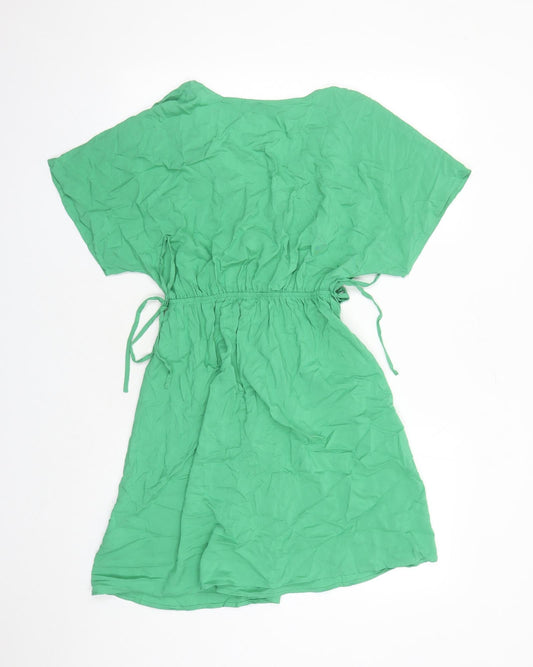 Marks and Spencer Womens Green Viscose A-Line Size 6 V-Neck Pullover