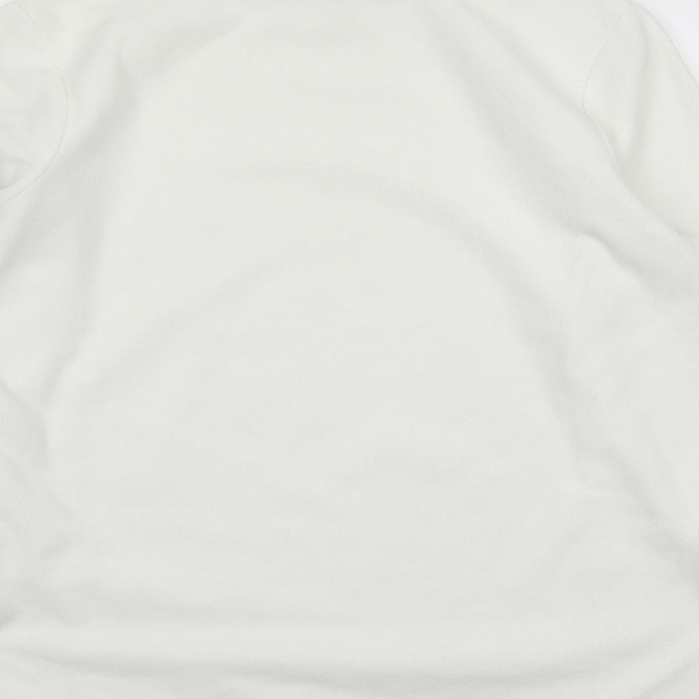 Brand and care label for cotton tra women’s white polyester pullover sweatshirt, size UK 14, pullover