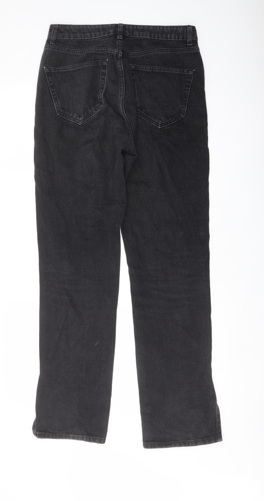 Denim & Co. Womens Grey Cotton Straight Jeans Size 10 L31 in Regular Button