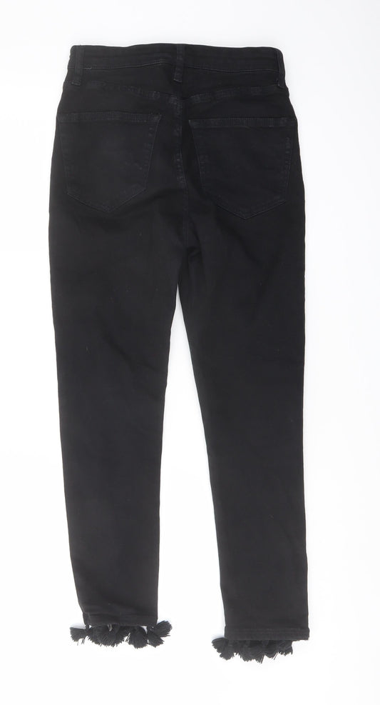 Topshop Womens Black Cotton Skinny Jeans Size 28 in L24 in Regular Button
