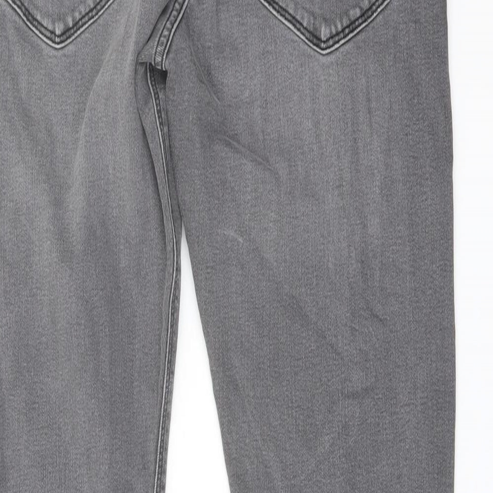 Marks and Spencer Mens Grey Cotton Straight Jeans Size 32 in L29 in Slim Button
