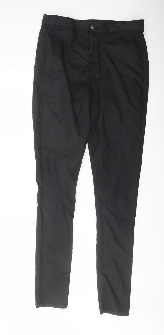 Topshop Womens Black Cotton Trousers Size 30 in L31 in Regular Button