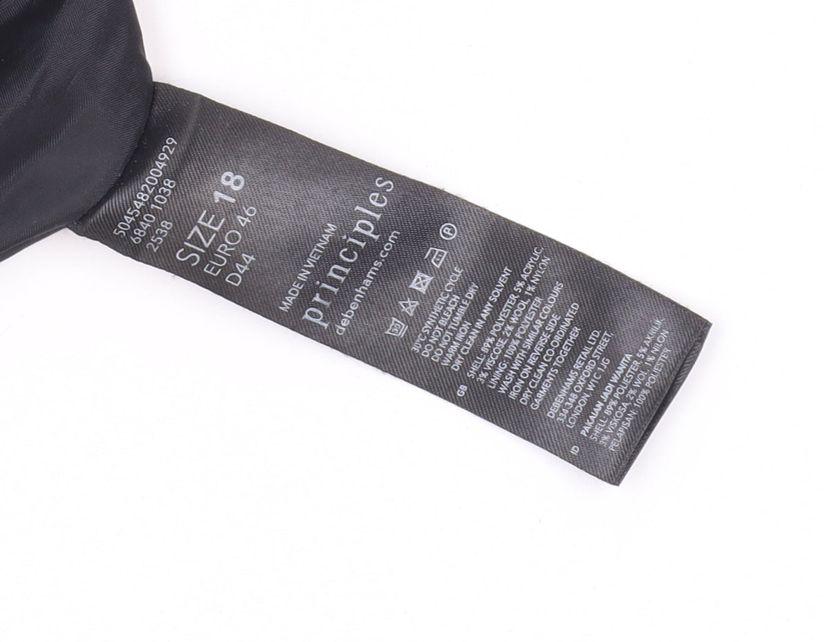 Brand and care label for Principles Women's Green Pencil Skirt, size 18