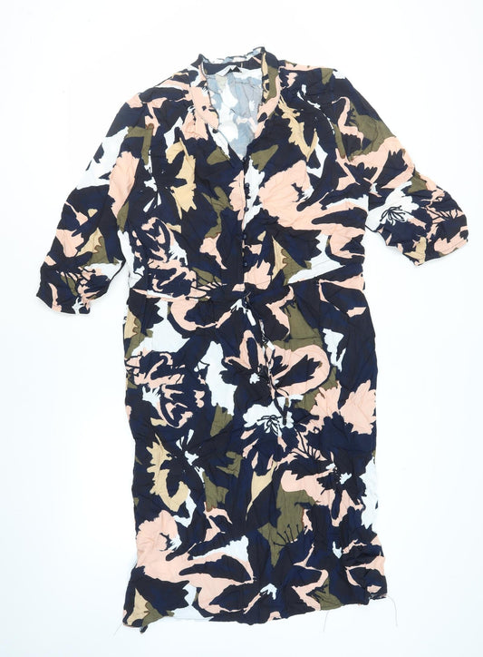 Additional front view of Kaleidoscope Women's Floral Midi Shirt Dress, size 14