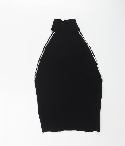 Womens UK Size S Bershka Black Vest Jumper
