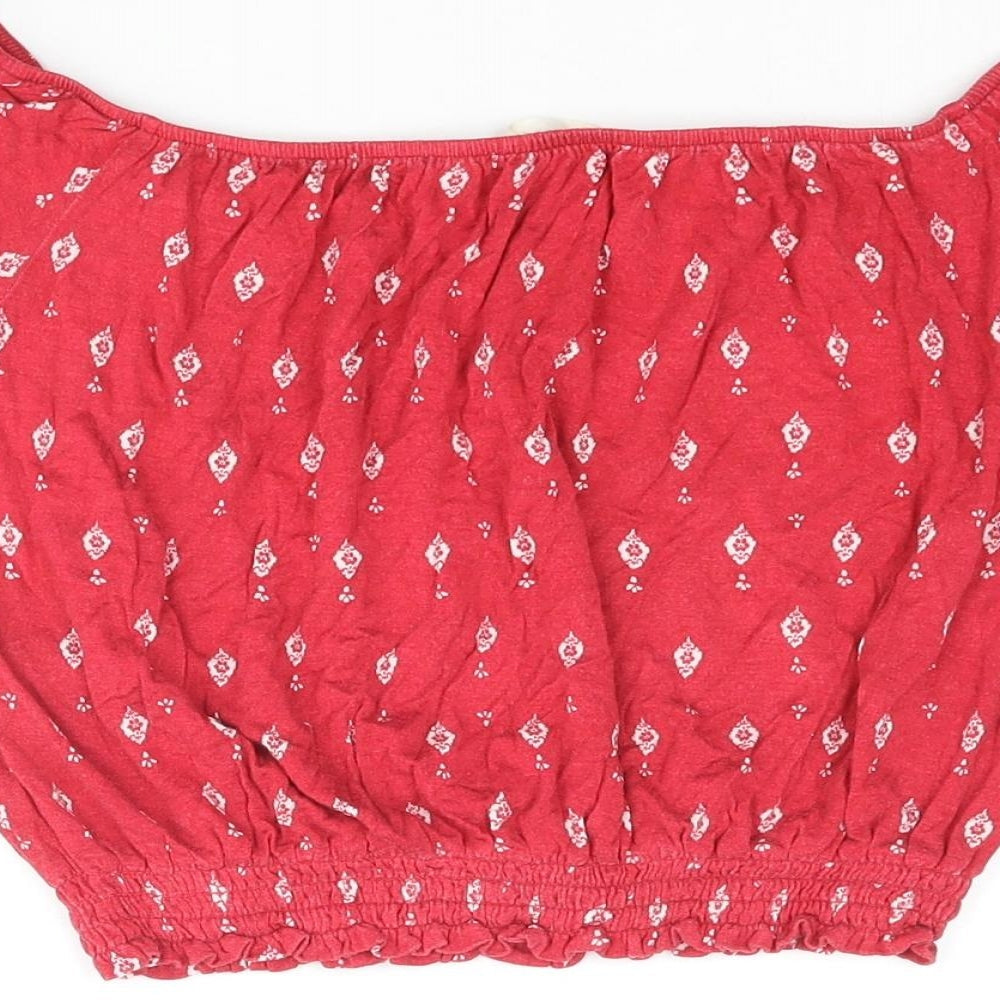 Womens UK Size XS H&M Red Cropped Blouse