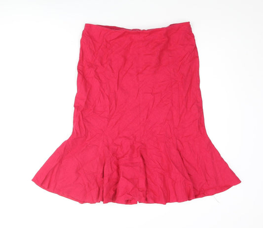 Marks and Spencer Womens Pink Linen Trumpet Skirt Size 12