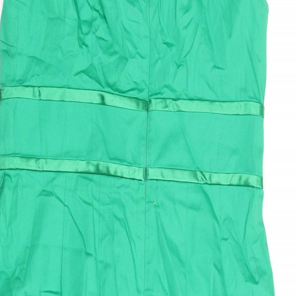 Definitions Womens Green Cotton Pencil Dress Size 10 Off the Shoulder Zip - Belt Detail