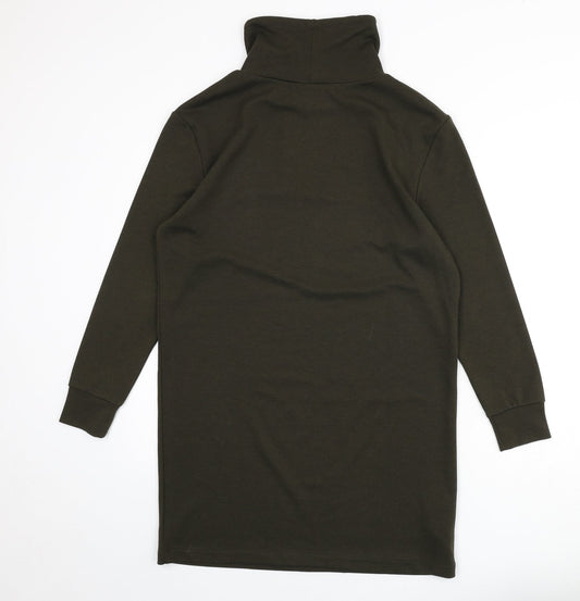 Mango Womens Green Polyester Sheath Size S Mock Neck Pullover