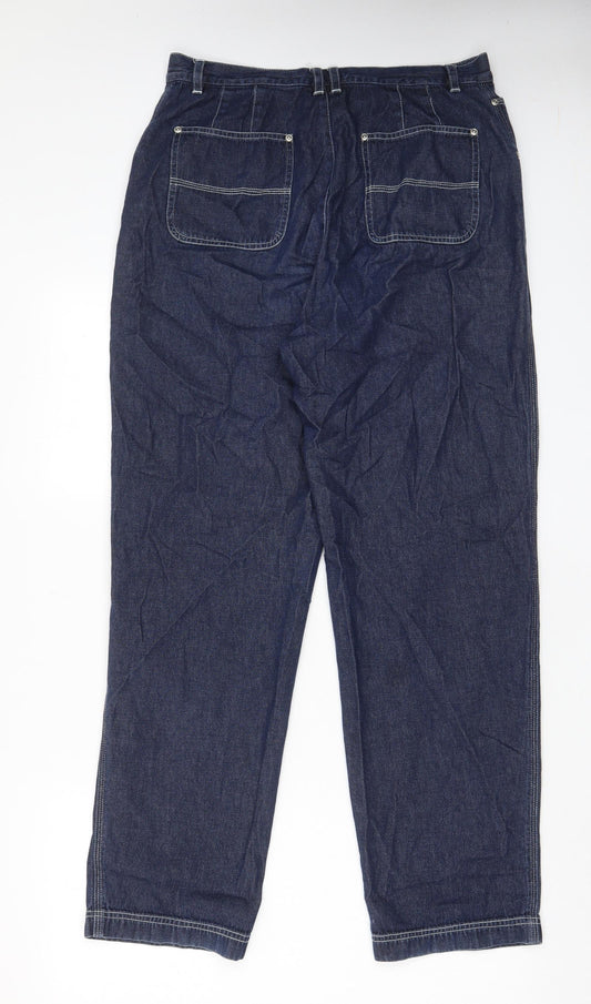 Liz Claiborne Womens Blue Cotton Straight Jeans Size 12 L31 in Regular Zip - Pockets