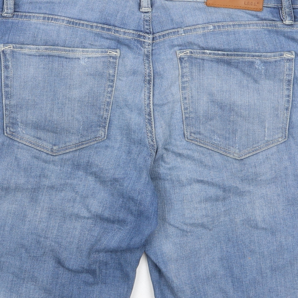 H&M Mens Blue Cotton Bermuda Shorts Size 28 in L9 in Regular Zip - Pockets