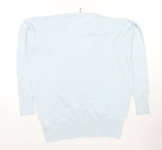 Capsule Womens Blue V-Neck Viscose Pullover Jumper Size 12