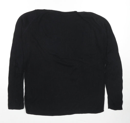 Gap Womens Black Round Neck Cotton Pullover Jumper Size S