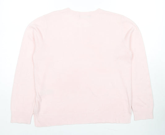 Marks and Spencer Womens Pink Round Neck Acrylic Pullover Jumper Size 14