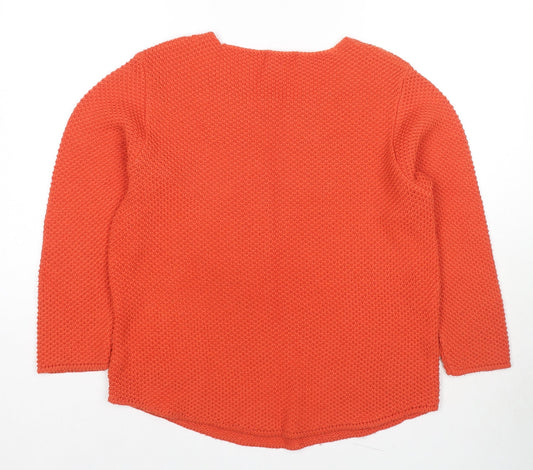 BASSINI Womens Orange Round Neck Acrylic Pullover Jumper Size L