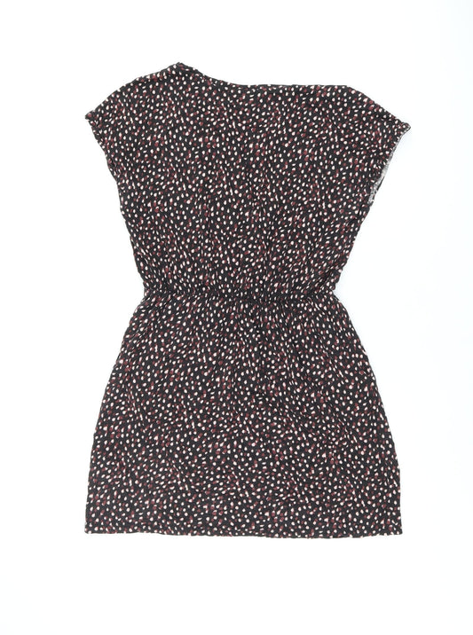 H&M Womens Black Geometric Cotton Mini Size S Round Neck Pullover