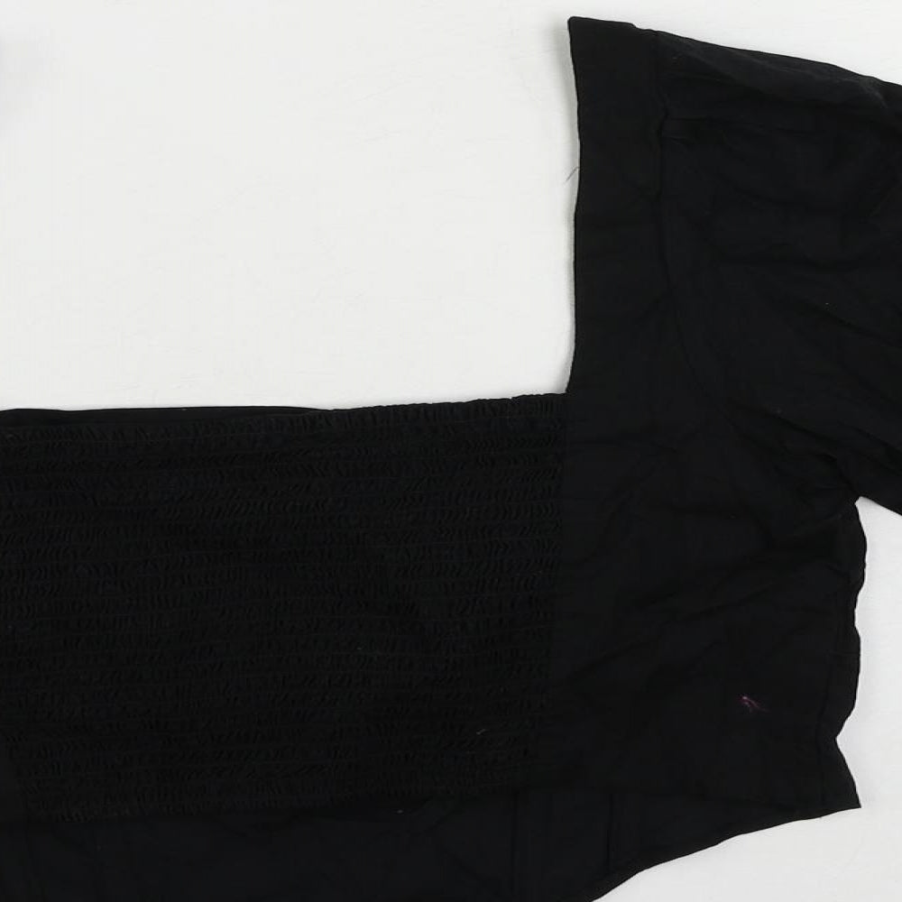 Womens UK Size XL Stradivarius Black Cropped Blouse