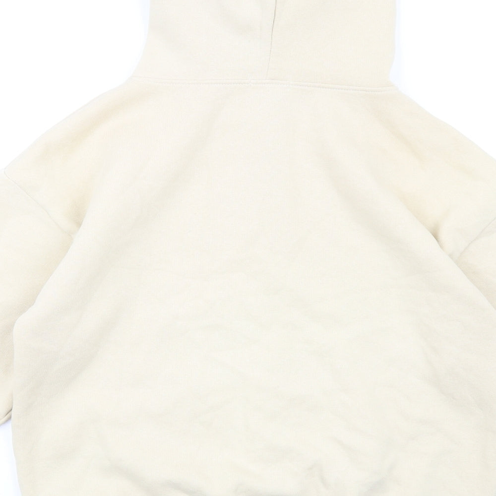 PRETTYLITTLETHING Womens Beige Cotton Full Zip Hoodie Size 4 Zip