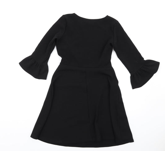 Dorothy Perkins Womens Black Polyester A-Line Size 6 Round Neck Pullover