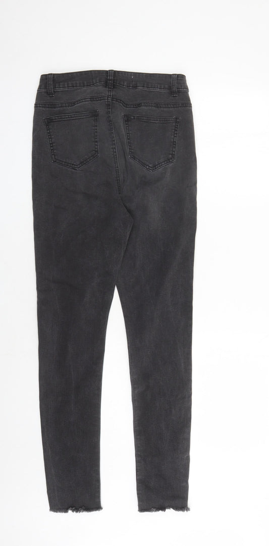 Denim & Co. Womens Black Cotton Straight Jeans Size 10 L29 in Regular Zip - raw