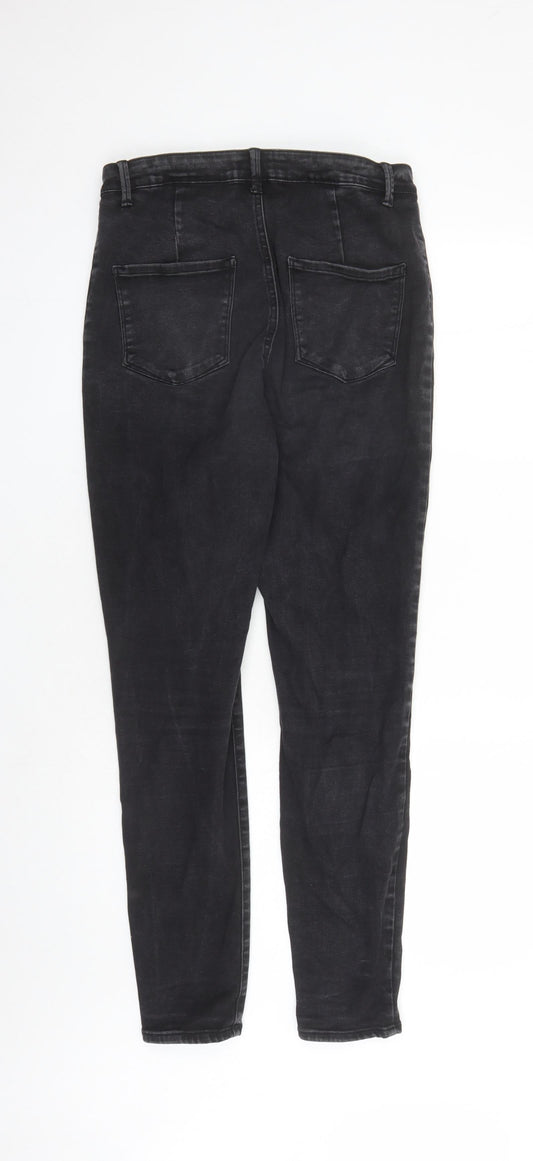Denim & Co. Womens Black Cotton Straight Jeans Size 14 L29 in Regular Zip