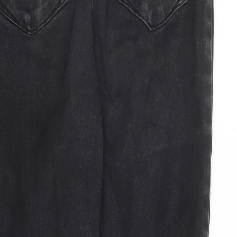 Denim & Co. Womens Black Cotton Straight Jeans Size 14 L29 in Regular Zip