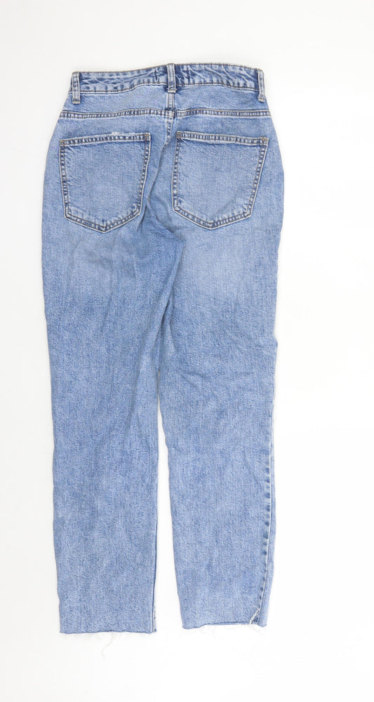 Denim & Co. Womens Blue Cotton Straight Jeans Size 6 L29 in Regular Zip - raw