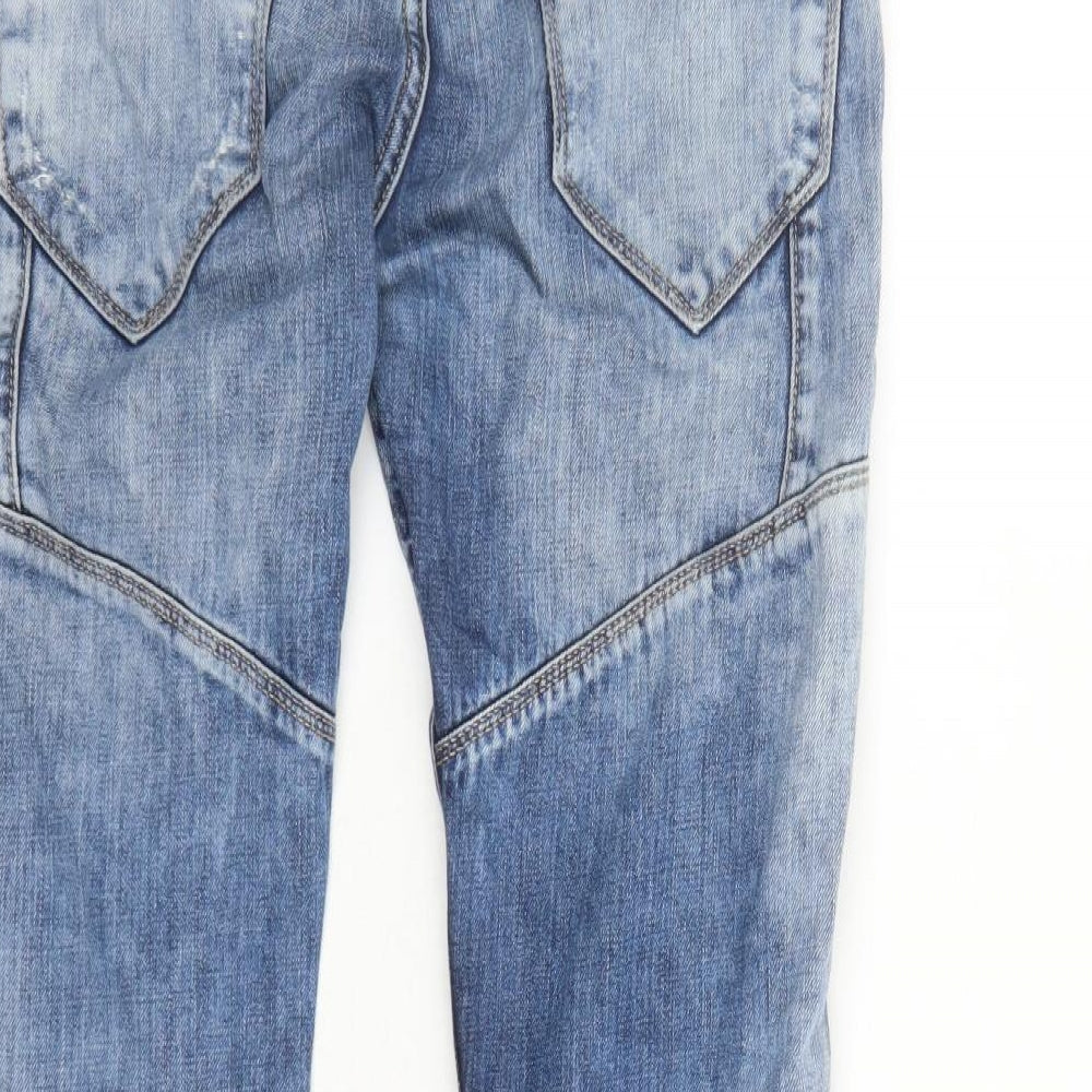 Antony Morato Mens Blue Cotton Straight Jeans Size 34 in L29 in Regular Zip - Distressed Look